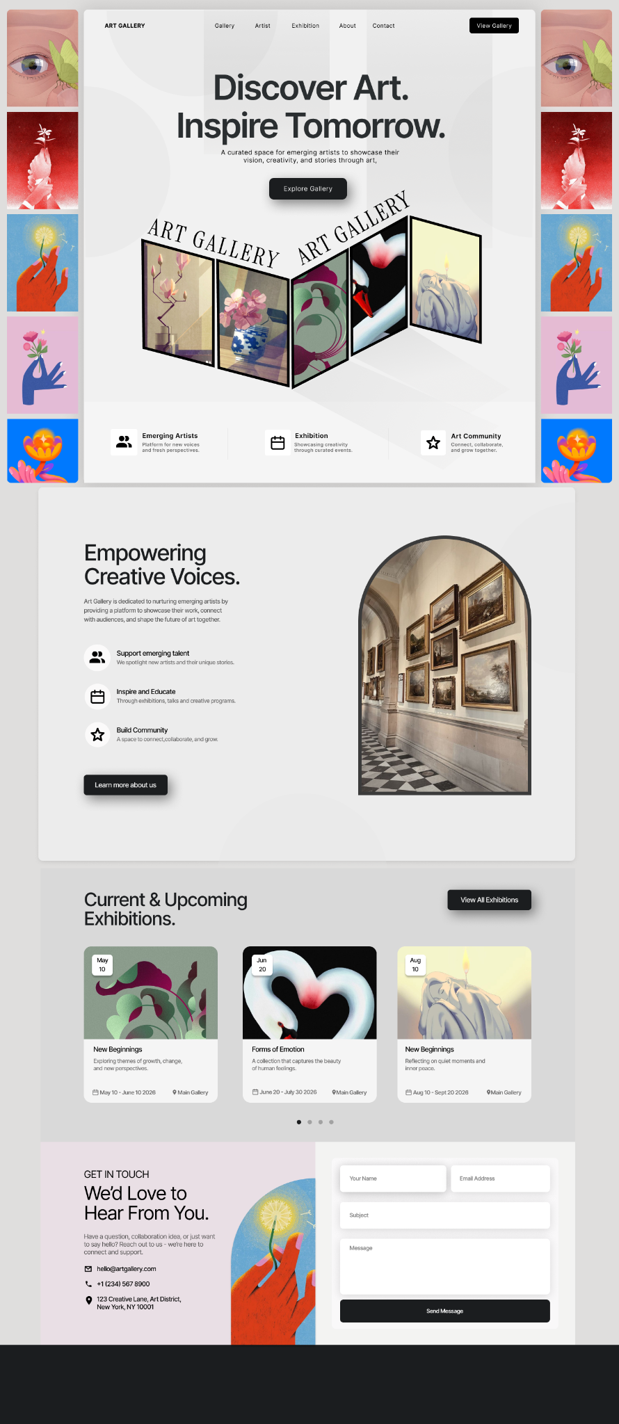 Art Gallery light mode interface